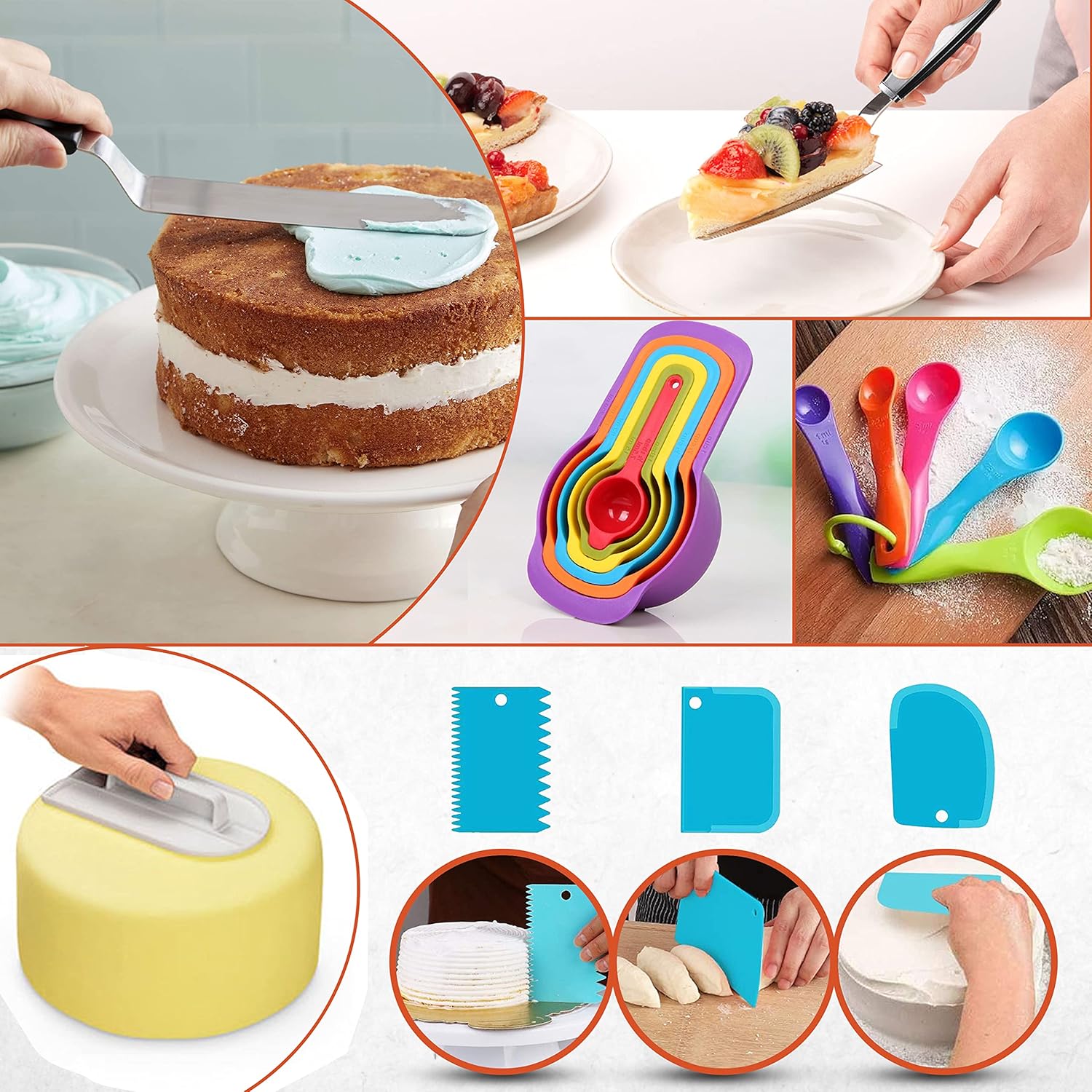 700PCs Cake Decorating Kit with Baking Supplies - Cake Turntable for Decorating with Baking Pans, Leveler, 24 Numbered Piping Tips, 2 Spatulas, Fondant Tools, Video Course, Pattern Chart & More
