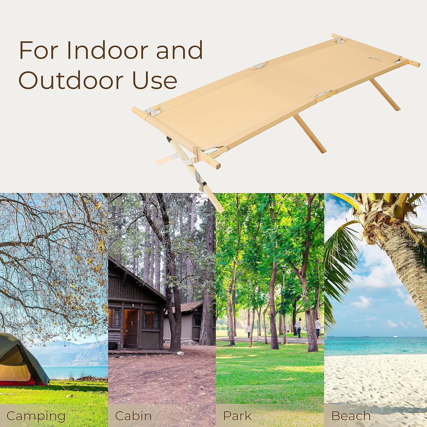 Heritage Cot, Folding Camping Cot, 375 lbs Capacity