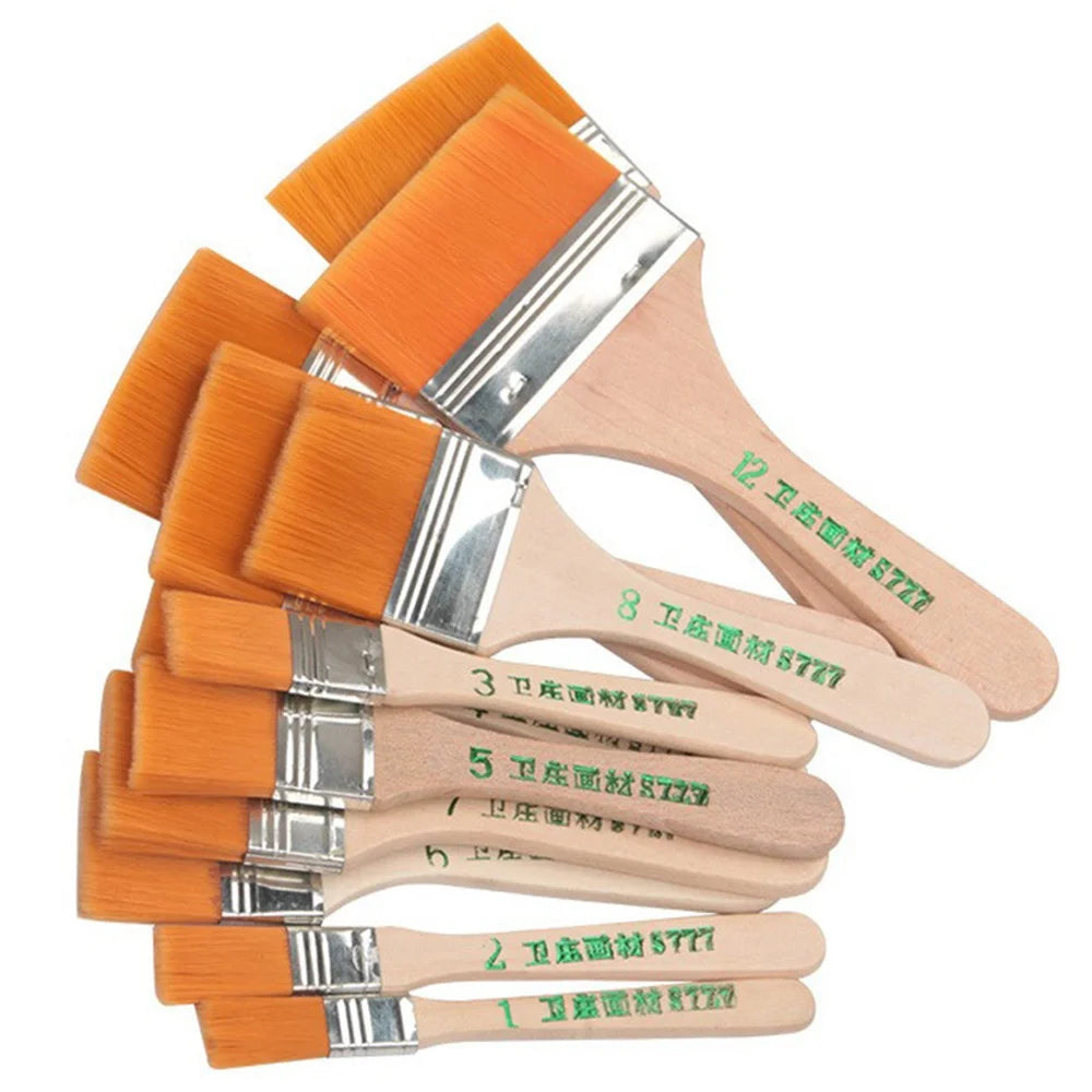 Flat Art Paint Brushes Set Assorted Size Nylon Painting Brushes