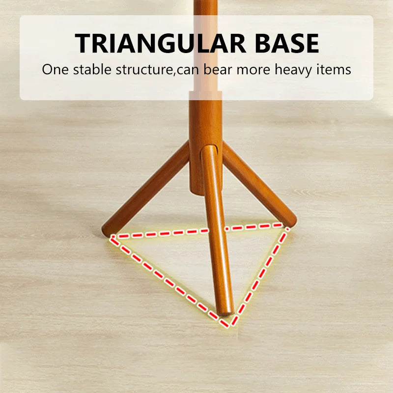 Wood Coat Rack Stand with 9 Hooks, 3 Height Adjustable, simple Freestanding Solid Wooden Coat Tree Hanger for Clothes, Hats, Scarves, bags, Jackets, Bedroom