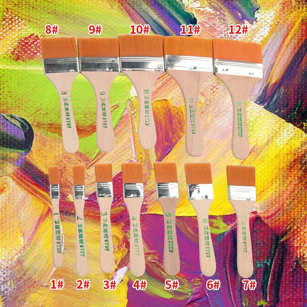 Flat Art Paint Brushes Set Assorted Size Nylon Painting Brushes
