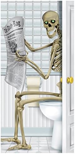 Beistle Skeleton Restroom Door Cover Halloween Decoration, 5 Ft x 30 in