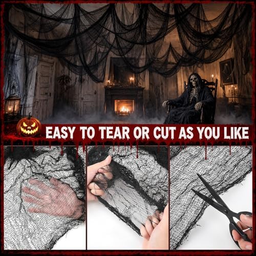 5Pcs Halloween Creepy Cloth Black 30×72inch - Halloween Decorations Clearance - Creepy Spooky Halloween Decorations Outdoor Indoor
