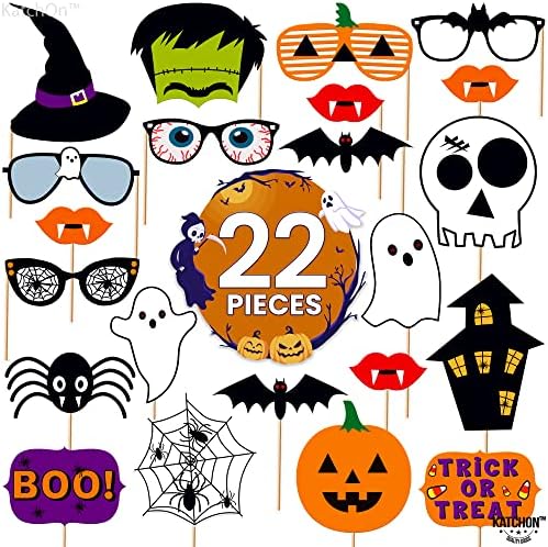 Scary Halloween Photo Booth Props, Pack of 22