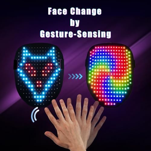 LED Light Up Mask with Gesture Sensing, Kids Toys Gifts for Boys