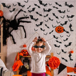 140Pcs Bats Halloween Decorations Party Supplies, Realistic PVC 3D Black Scary Bat Stickers for Creepy Home Decor Halloween Party Decorations DIY Wall Window Decal Bathroom Indoor