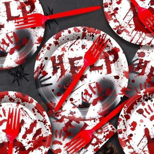 Halloween Bloody Party Plates Supplies Tableware Bloody Plates and Npkins