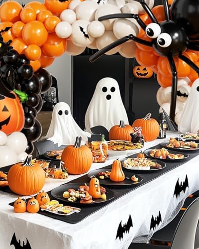 Halloween Balloon Arch Garland Kit with Black Orange Sand White Balloons
