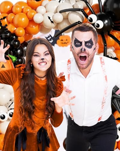 Halloween Balloon Arch Garland Kit with Black Orange Sand White Balloons