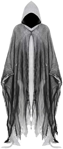 Grim Reaper Hooded Cloak for Men Women Halloween Costumes Cosplay Props