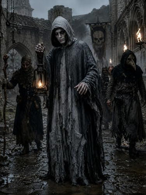Grim Reaper Hooded Cloak for Men Women Halloween Costumes Cosplay Props
