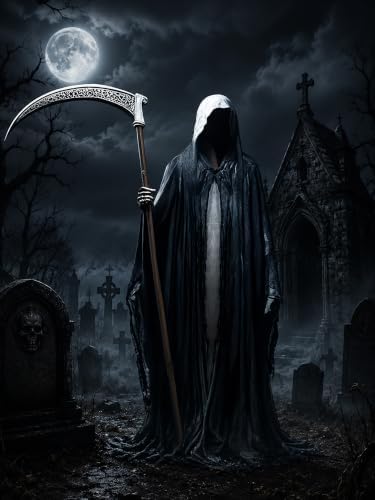 Grim Reaper Hooded Cloak for Men Women Halloween Costumes Cosplay Props