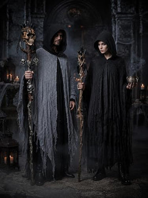 Grim Reaper Hooded Cloak for Men Women Halloween Costumes Cosplay Props