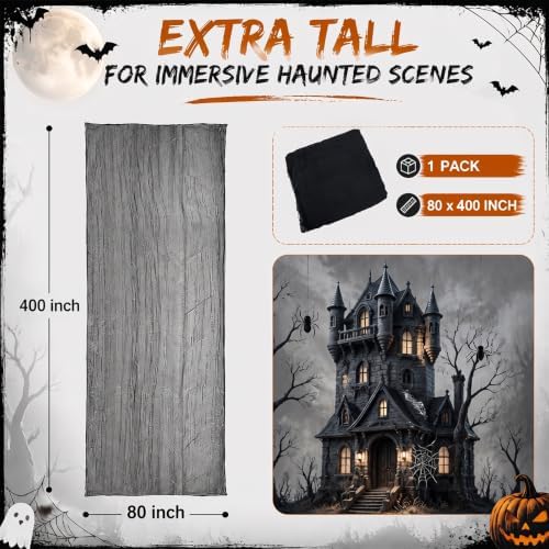 400" x 80" Black Halloween Creepy Cloth Halloween Yard Outdoor Decoration