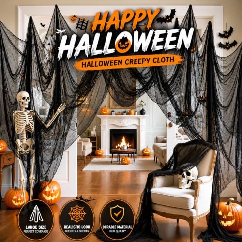 400" x 80" Black Halloween Creepy Cloth Halloween Yard Outdoor Decoration