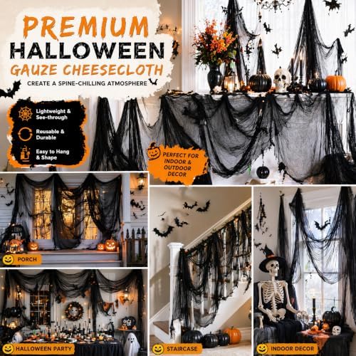 400" x 80" Black Halloween Creepy Cloth Halloween Yard Outdoor Decoration