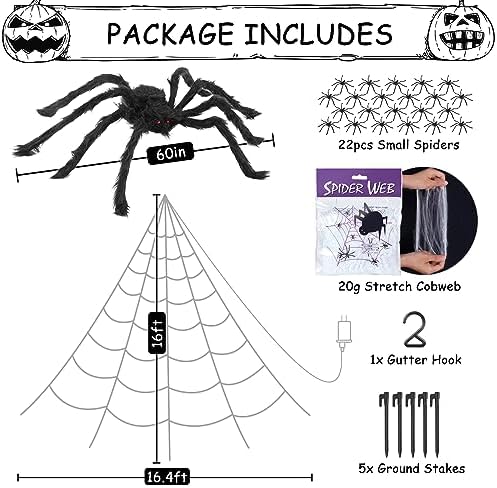 Halloween Spider Web Outdoor Decorations, Purple Lights Up Giant Spiderweb