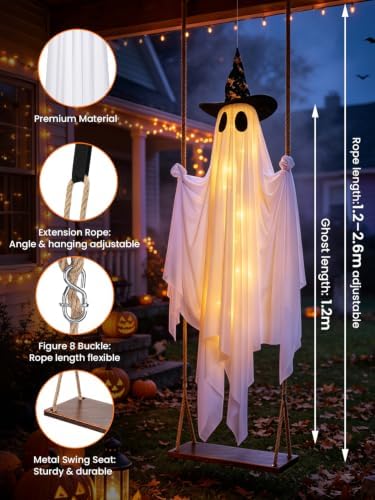 Halloween Swinging Ghost Outdoor Decorations,Hanging Ghost On A Swing