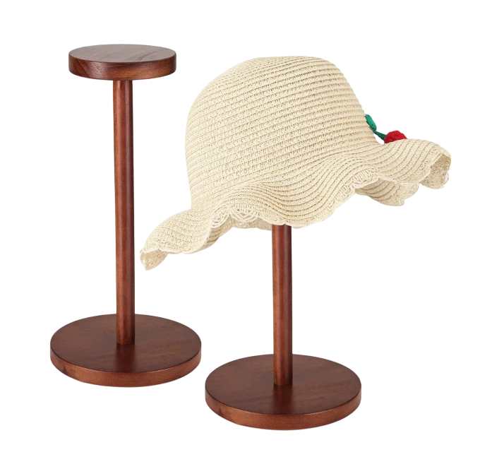 Hat Display Stand Rustic Wood Hat Rack Holder Stand Vintage Wig Holder Jewelry Display Riser Helmet Organizer Storage for Home