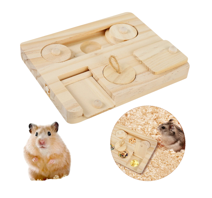 Guinea Pig Foraging Toys, 6 in 1 Hamsters Wooden Interactive Enrichment Toys, Treat Dispenser for Small Animal, for Rabbits, Bunny, Chinchillas, Rats and Gerbils