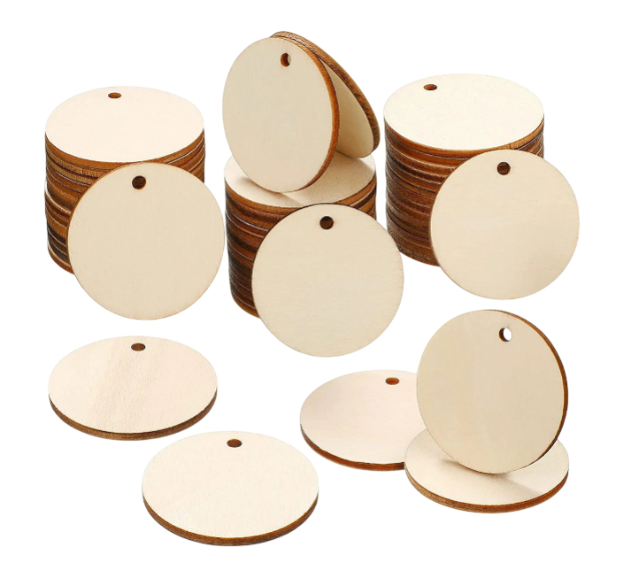20/30/40/50mm 4 inch Rounds Wooden Tags Unfinished Wooden Round Circles with Holes, Blank Wood Discs Cutouts Wood Circles Ornaments Hanging Tags for DIY Crafts, Party, Christmas, Home Decorations