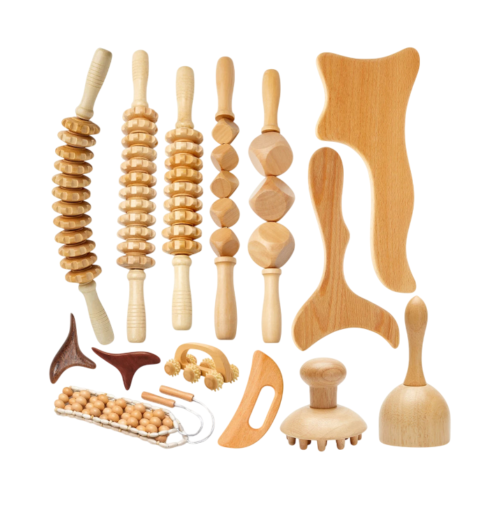 Wood Therapy Massage Tools Lymphatic Drainage Massager Maderoterapia Kit Wooden Massager Body Sculpting Tools for Muscle Pain Relief, Anti-Cellulite, Body Contouring and Shaping