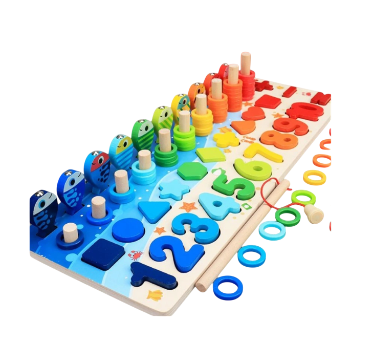 Montessori Educational Wooden Toys for Kids Toddler Number Puzzles Sorter Counting Shape Stacker Stacking Game Preschool Math Blocks Toys Gifts for Boy Girl Birthdays Christmas Holidays