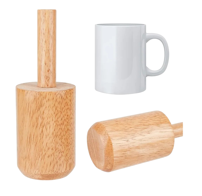 8.6x3.1 inch Cup Pottery Molds, Burlywood Wood Pottery Tools with Handle Pottery Matrixs Set with Coated for Clay Pottery Rib Wooden Shaping Porcelain Cup