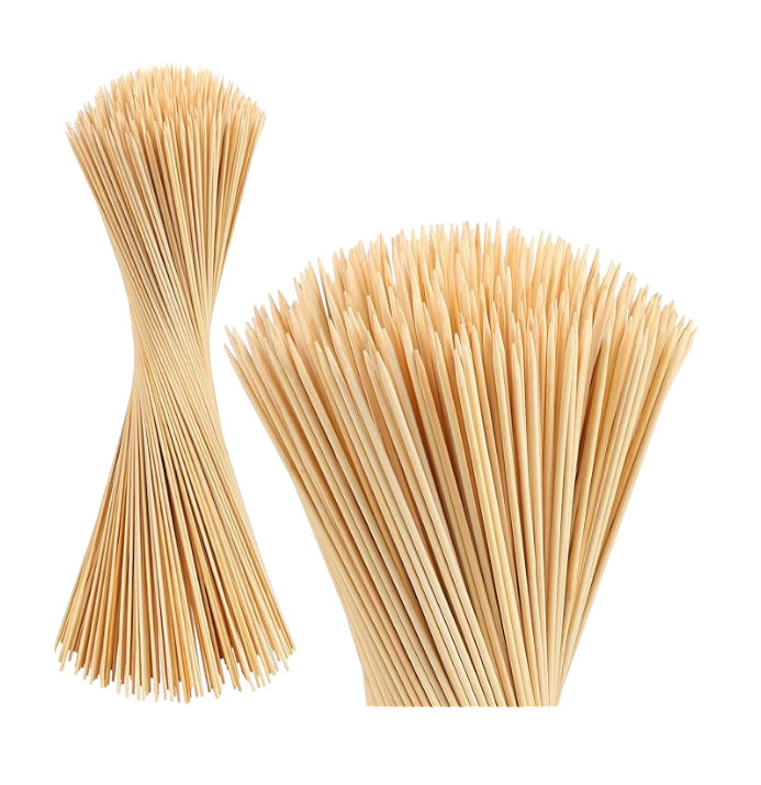 Natural Bamboo Skewers for BBQ，Appetiser，Fruit，Cocktail，Kabob，Chocolate Fountain，Grilling，Barbecue，Kitchen，Crafting and Party. Φ=4mm, More Size Choices 6.5"/15"/20"/25"/30"(80-100 PCS)