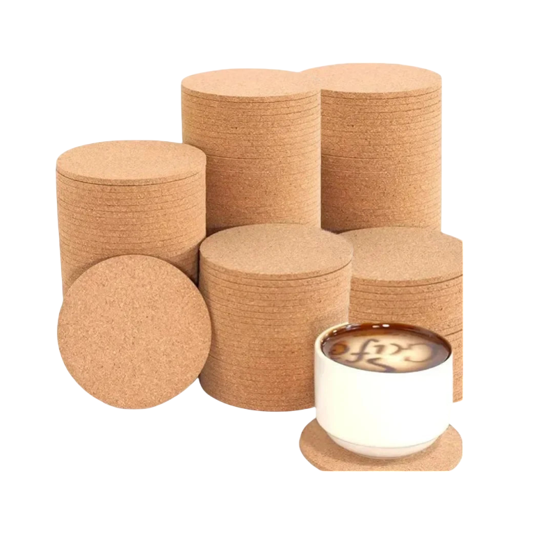 Cork Coasters for Drink, Natural Round Wood Coffee Cup Mat Heat Resistant Cork Coaster Mat Reusable Coaster Pad