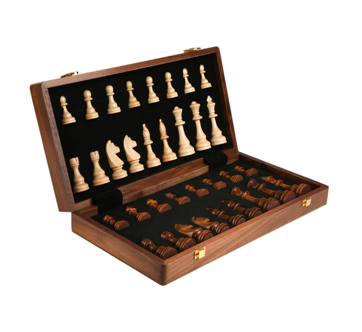 Magnetic Wooden Chess Set for Adults Kids 15'' Chess Board with Handmade Pieces, Folding Portable Travel Unique Chess Sets Game for Tournament Professional Beginner