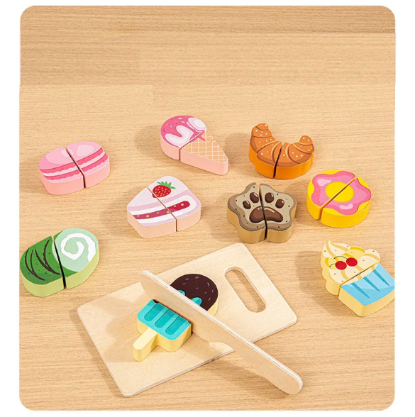 Wooden Play Food for Kids Kitchen Cutting Fruits Toys for Toddlers Pretend Vegetables Gift for Boys Girls Educational Toys