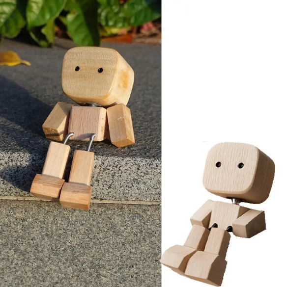 1PC Shaking Wooden Man Figurine, Handmade Shaking Feet Wooden Doll, Car Ornaments,Funny Wood Desktop Decor, Creative Gifts Commutes with Multiple Magnetic Decorations, Car Dashboard Decorations (Copy)
