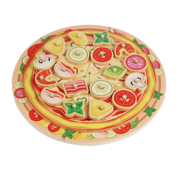 Cutting Play Food Toy for Kids Kitchen,Wooden Pizza Set Pretend Play Kitchen Accessories,Learning Toy Birthday Gifts for Boys Girls Toddlers (Copy)