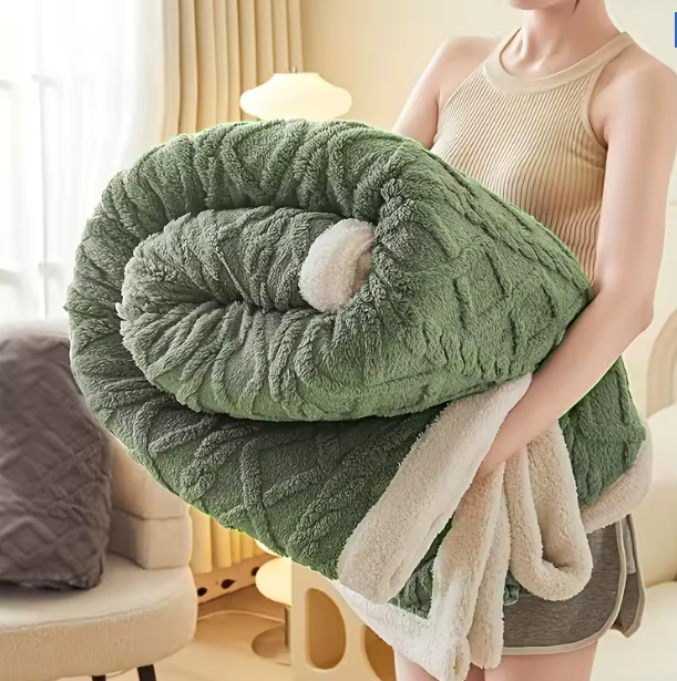 Green Cottonblue Weighted Blanket for Adults Queen Size 6.61 pound, Soft Fluffy Sherpa Fleece Jacquard Weighted Blankets Throw 27"x40" for Sleep Relax, Fuzzy Warm Arch Heavy Blanket for Bed Couch, Green