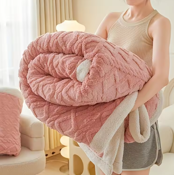 Pink Cottonblue Weighted Blanket for Adults Queen Size 6.61 pound, Soft Fluffy Sherpa Fleece Jacquard Weighted Blankets Throw 27"x40" for Sleep Relax, Fuzzy Warm Arch Heavy Blanket for Bed Couch, Pink