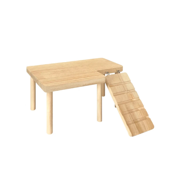 Hamster Wooden Platform with Legs Small Animal Climbing Ladder Standing Rat Guinea Perch Chew Toy Cage Accessories