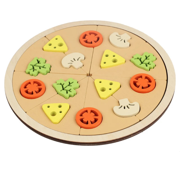 Cutting Play Food Toy for Kids Kitchen,Wooden Pizza Set Pretend Play Kitchen Accessories,Learning Toy Birthday Gifts for Boys Girls Toddlers