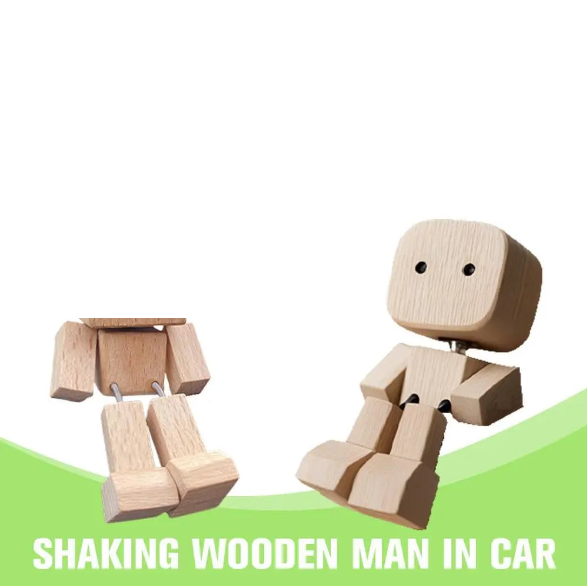1PC Shaking Wooden Man Figurine, Handmade Shaking Feet Wooden Doll, Car Ornaments,Funny Wood Desktop Decor, Creative Gifts Commutes with Multiple Magnetic Decorations, Car Dashboard Decorations (Copy)