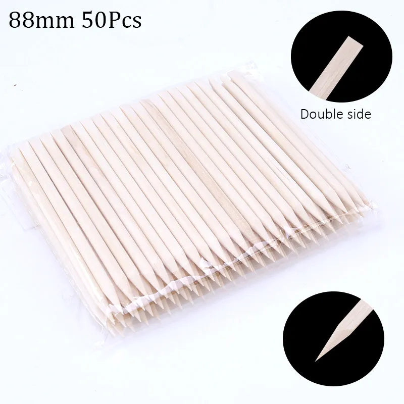 Orange Wood Nail Sticks Double Sided Multi Functional Cuticle Pusher Manicure Pedicure Tool for Manicure Pedicure