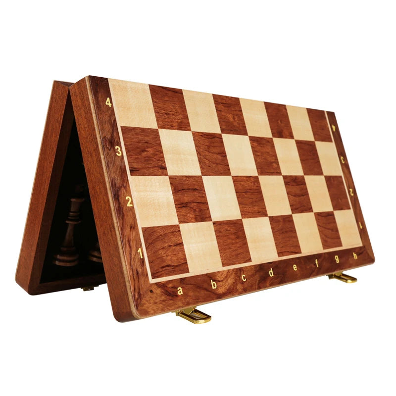 Magnetic Wooden Chess Set for Adults Kids 15'' Chess Board with Handmade Pieces, Folding Portable Travel Unique Chess Sets Game for Tournament Professional Beginner