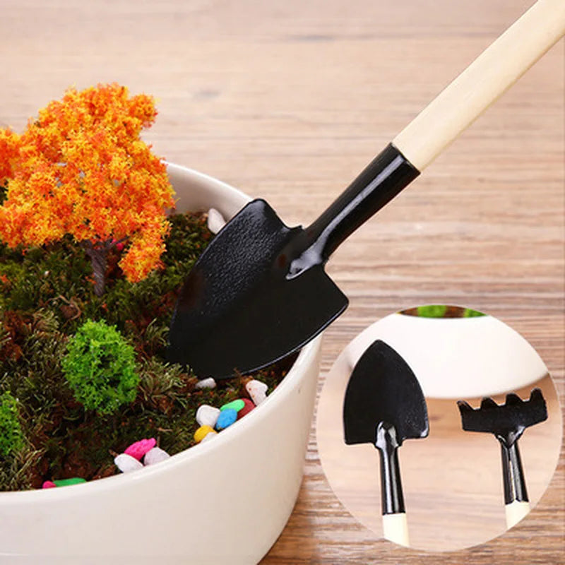 3 Pcs Small Garden Tools for Gardening – Planting Tools Set with Small Garden Shovel Hand, Ergonomic Hand Rake, Rustproof & Solid Wood Handle – Shovels for Digging & Indoor Plant Care