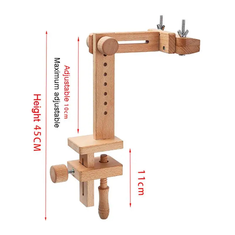 Adjustable Embroidery Table Stand with Swivel Holder, Cross Stitch Hoop Stand, Embroidery Hoop Holder. Hand Polished Natural Wood