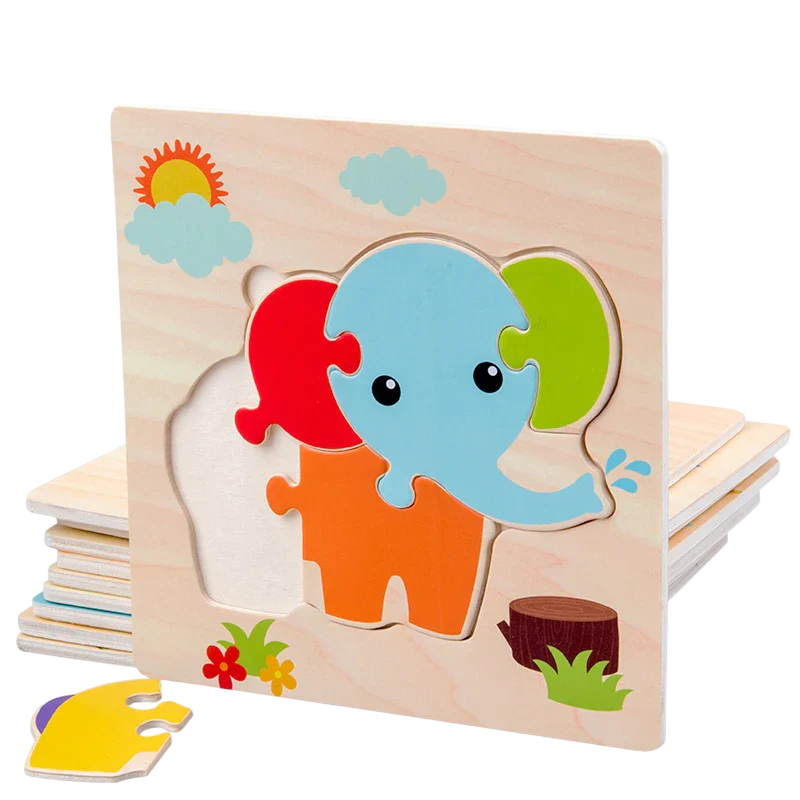 Baby Wooden 3D Puzzles Tangram Shapes Learning Educational Cartoon Animal Intelligence Jigsaw Toys For Children Gift