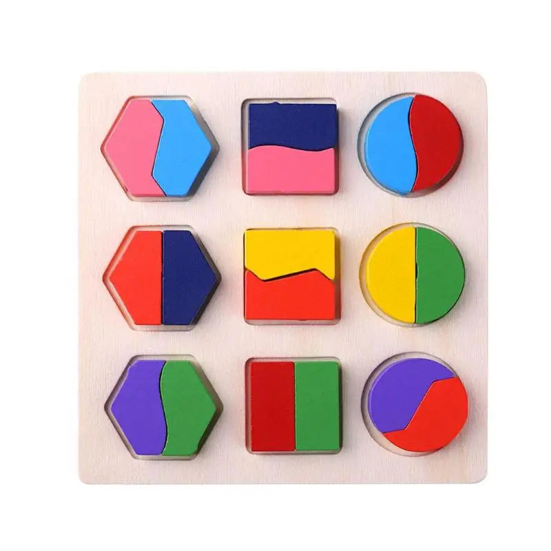 Wooden Geometric Shapes Stacking Rings and Fractions Boards- Shape Sorter Sorting Toy Stacking Game – Montessori Materials Educational Learning Toys for 3 4 5 6 Years