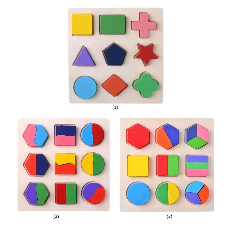 Wooden Geometric Shapes Stacking Rings and Fractions Boards- Shape Sorter Sorting Toy Stacking Game – Montessori Materials Educational Learning Toys for 3 4 5 6 Years