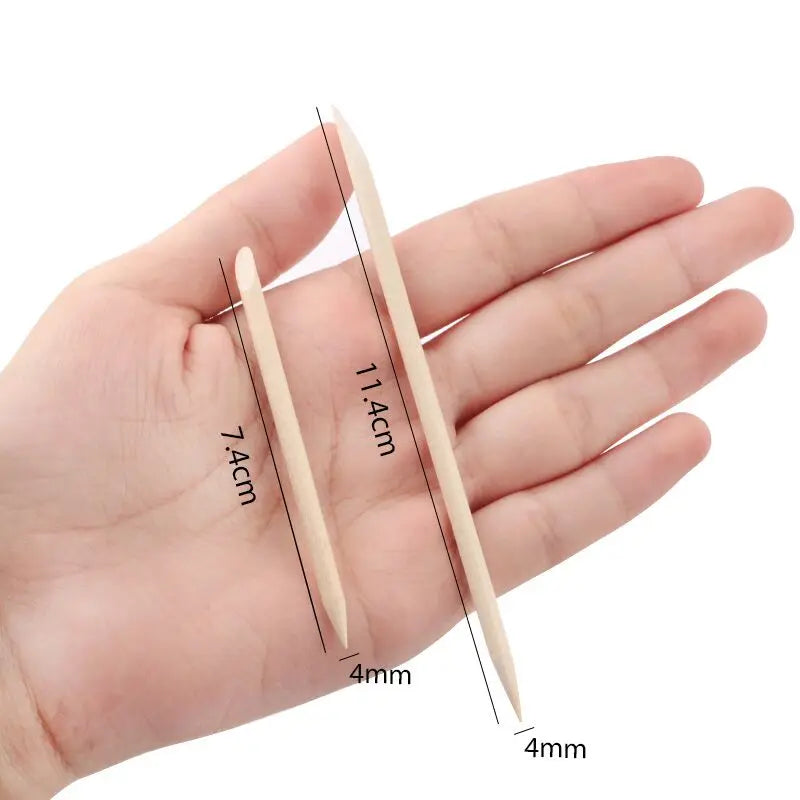 Orange Wood Nail Sticks Double Sided Multi Functional Cuticle Pusher Manicure Pedicure Tool for Manicure Pedicure