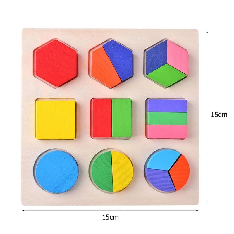 Wooden Geometric Shapes Stacking Rings and Fractions Boards- Shape Sorter Sorting Toy Stacking Game – Montessori Materials Educational Learning Toys for 3 4 5 6 Years