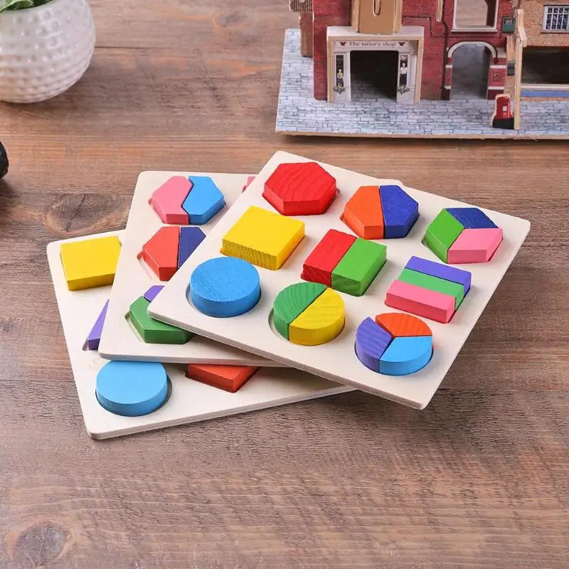 Wooden Geometric Shapes Stacking Rings and Fractions Boards- Shape Sorter Sorting Toy Stacking Game – Montessori Materials Educational Learning Toys for 3 4 5 6 Years