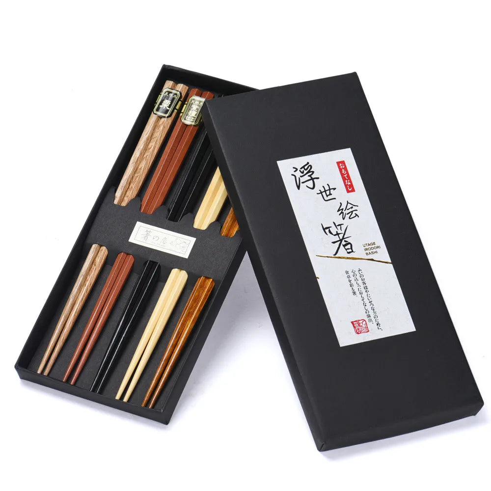 Bamboo Chopsticks Reusable, Twisted chopsticks Natural Wooden Chopsticks Dishwasher Safe Lightweight